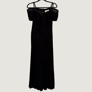 KVTG Karin Stevens Black Velvet Off Shoulder Maxi Dress 10 Gothic Dark Romance